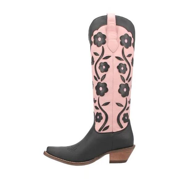 NWT Dingo Goodness Gracious Leather Floral Western Boot Black/Pink Size 7.5 - Picture 4 of 9